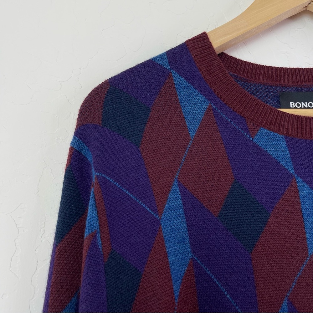 Bonobos Men’s Geometric Patterned Extra Fine Merino Wool Crewneck Sweater Small - Picture 4 of 15